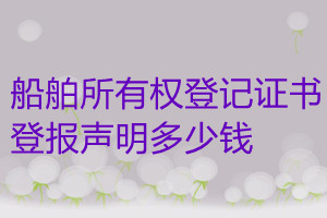 船舶所有權(quán)登記證書(shū)登報(bào)掛失多少錢(qián)